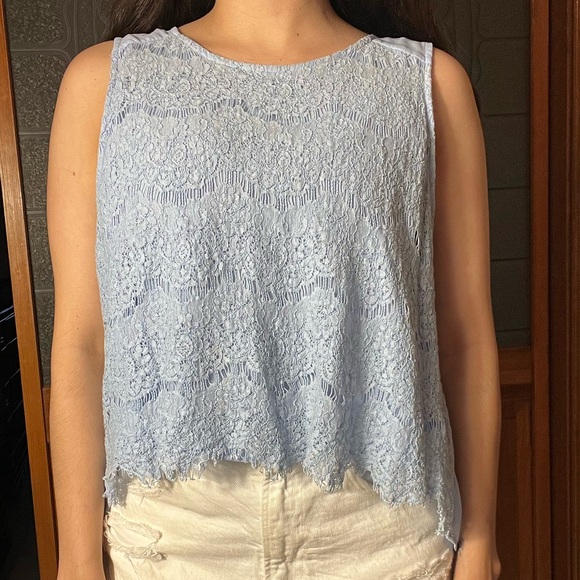 Baby blue open back top - Picture 1 of 5